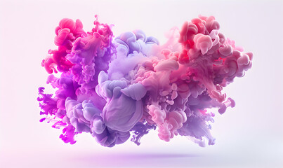 Fototapeta premium Abstract cloud of pink, purple, and white paint swirling in water.
