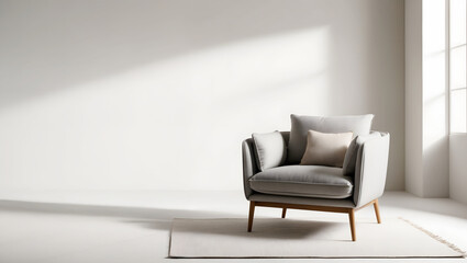 Minimalist Armchair in Bright Room with Natural Light