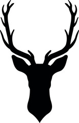Deer head silhouette isolated on transparent background. Vector illustration