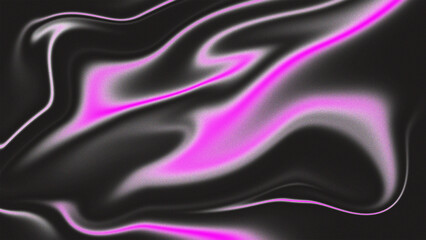 Obraz premium A vibrant abstract digital artwork with smooth, flowing waves of black and neon pink, creating a dynamic, iridescent, and fluid-like effect