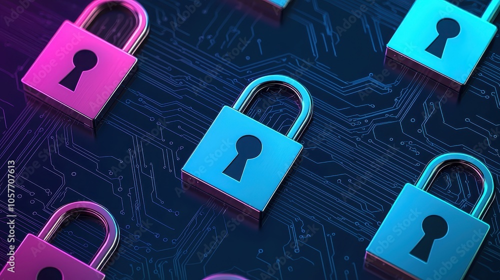 Poster exploring digital security the significance of lock symbols in a technology-driven world of data pro