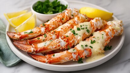 Delicious King Crab Legs with Garlic Butter Sauce