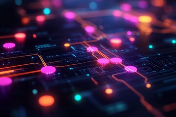 Colorful flowchart, abstract design, vibrant connections, data visualization