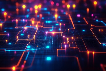 Obraz premium Colorful flowchart, abstract design, vibrant connections, data visualization
