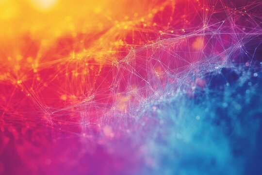 Colorful scatter plot, neon dots, futuristic background, conceptual art