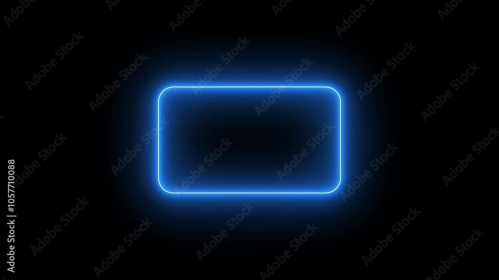 Poster transparent background rectangle glowing neon frame background. with neon rectangle frame animation.