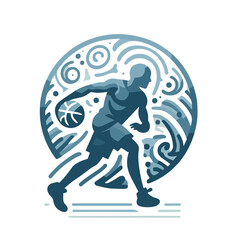 Fototapeta premium basketball player's badge with a ball, PNG for team sports and sports topics