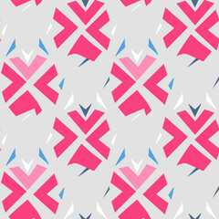 Seamless pattern with the simple geometrical drawing in retro style.  Vector illustration
