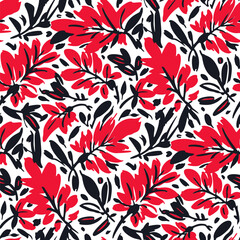 Seamless pattern  with flowers in doodle style. Vector illustration.