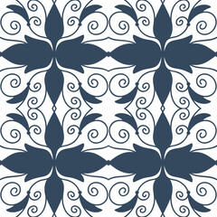 Black and white seamless pattern with arabesques  in a retro style. Vector illustration
