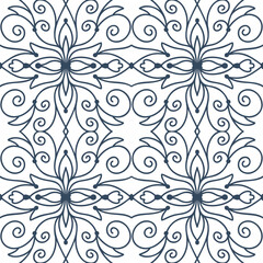 Black and white seamless pattern with arabesques  in a retro style. Vector illustration