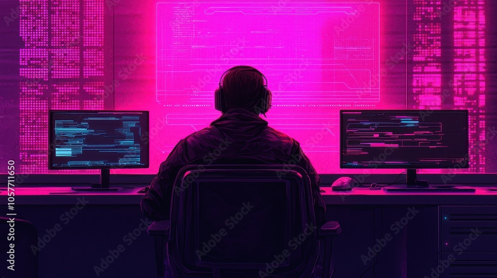 Poster immersive cybersecurity environment a glimpse into the world of digital protection and data privacy 