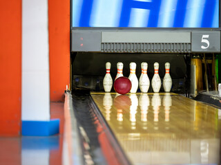 bowling ball and pins