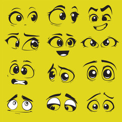 Vector Comic Eyes sticker emoji set