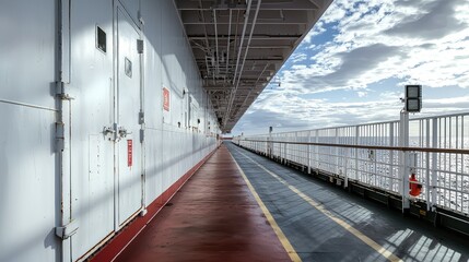 Obraz premium Deck of Container Ship with Massive Storage Space
