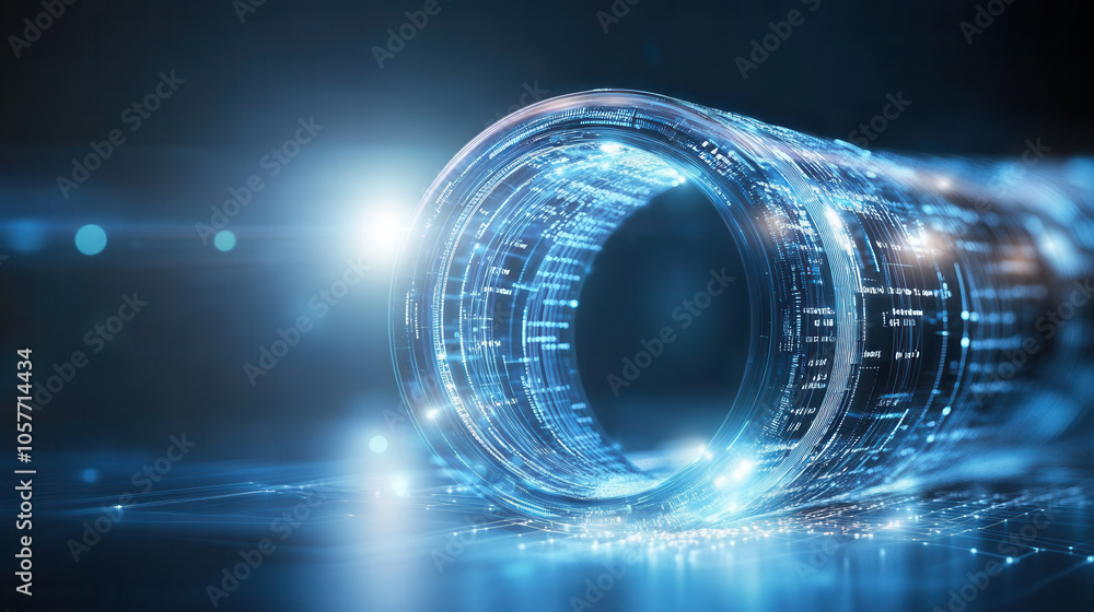 Poster futuristic glossy dna structure with hidden elements, showcasing modern technology and digital patte