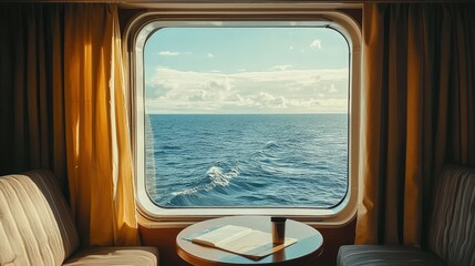 Fototapeta premium Cozy Cabin Vibes on a Modern Cruise Ship