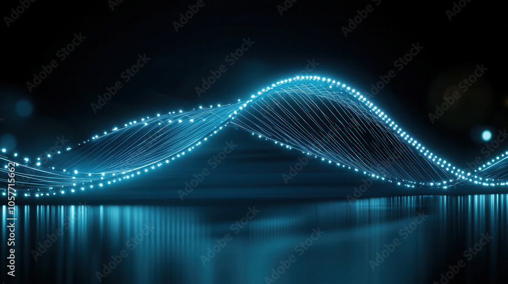 Poster abstract glowing wave design with luminous lines and reflections, creating futuristic atmosphere. th