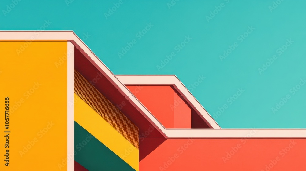 Poster colorful architectural structure with layered design