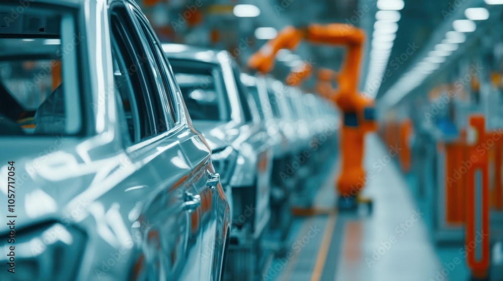 Poster automated production line with robotic arms