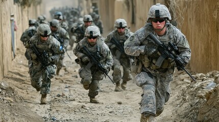 Fototapeta premium Engaging Tactical Exercise in Action