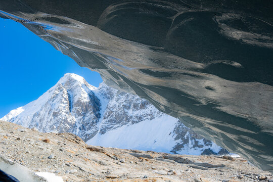 Ice cave in the glacier of Langgletscher at L&ouml;tschental in Wallis, Switzerland
