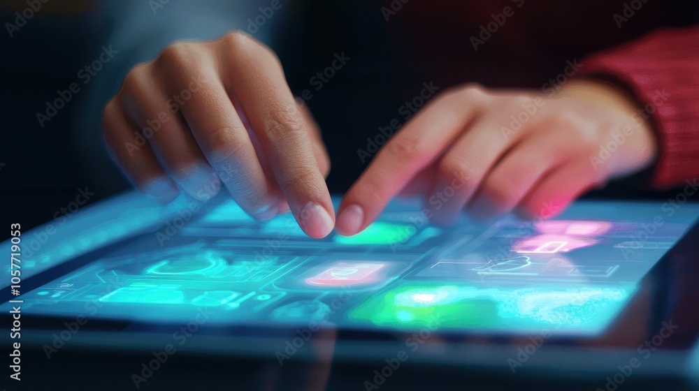 Poster innovative touchscreen interaction exploring the future of technology through intuitive interfaces a
