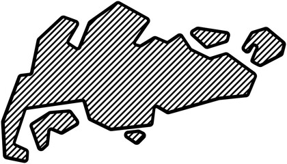 hatch line drawing of singapore map.