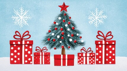 Naklejka premium Minimalist Hand-Drawn Christmas Gift Illustration