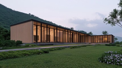 Obraz premium Stunning modern architecture blending nature and minimalism a beautiful contemporary home design surrounded by lush greenery