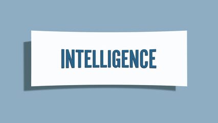 Intelligence. A card isolated on blue background.