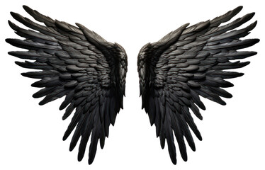 Obraz premium PNG Black feather angel wings bird white background blackbird.