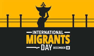 International Migrants Day. December 18. Holiday concept. suitable for placard, background, Greeting Card, Poster design template with text inscription, standard Social Media Post.