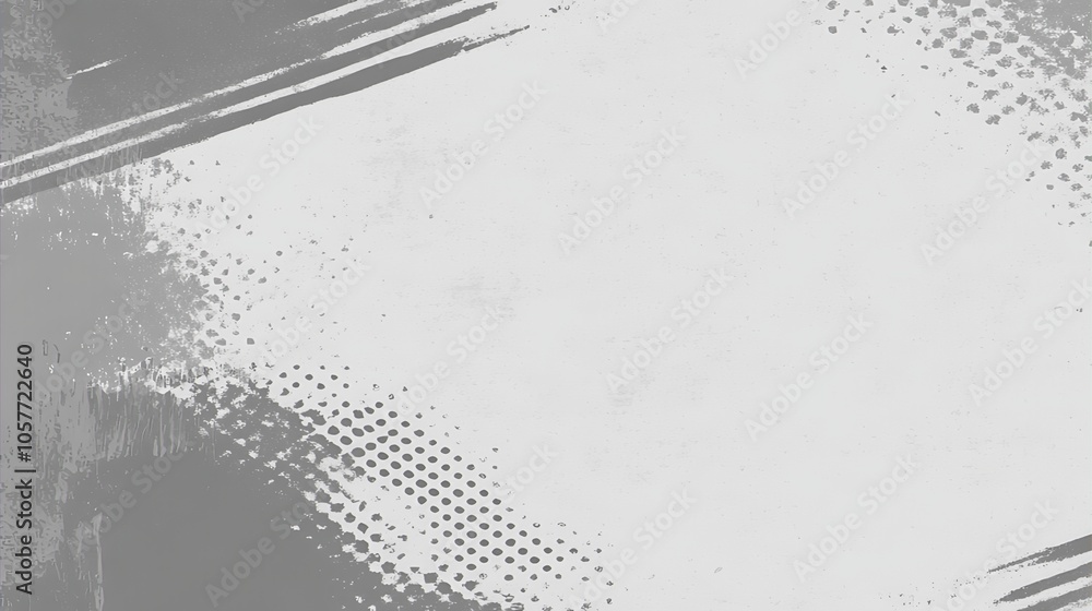 Aufkleber abstract gray and white background with brush strokes and halftone dots.