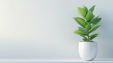 Elegant arrangement of potted cacti and succulents on a minimalist white shelf with pastel beige accents for a calming aesthetic