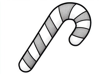 Simple Hand-Drawn Minimalist Candy Cane Illustration