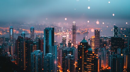 Fototapeta premium Captivating Skyline View During Rainy Light