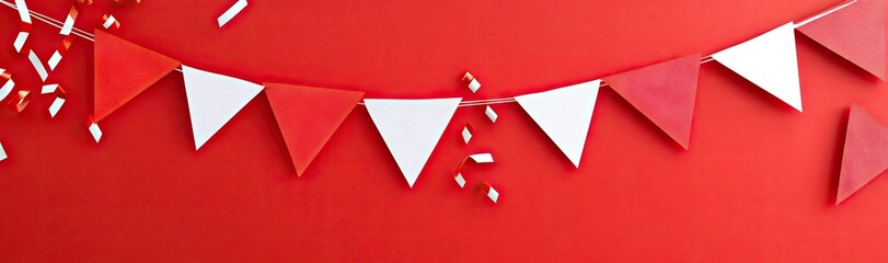 Add a festive touch to your birthday parties with vibrant red bunting banners and triangular flags perfect for any celebration