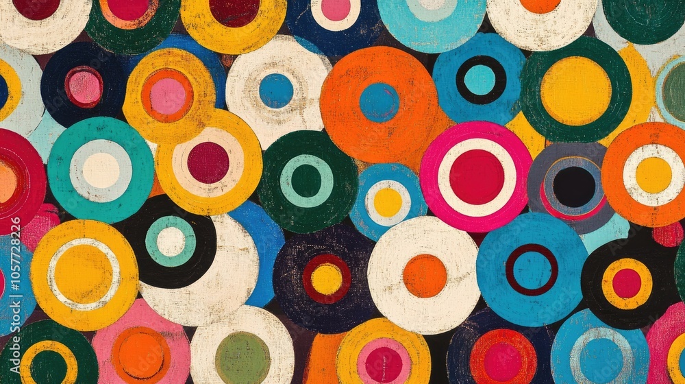 Poster bright, colorful circle pattern creating an eye-catching abstract background, ideal for modern desig
