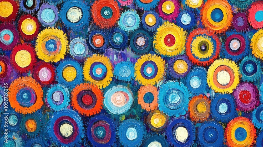 Poster bright, colorful circle pattern creating an eye-catching abstract background, ideal for modern desig