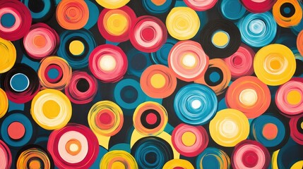 Bright, colorful circle pattern creating an eye-catching abstract background, ideal for modern design projects.