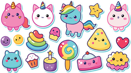 Kawaii Stickers Unicorns, Sweets, and Cute Characters