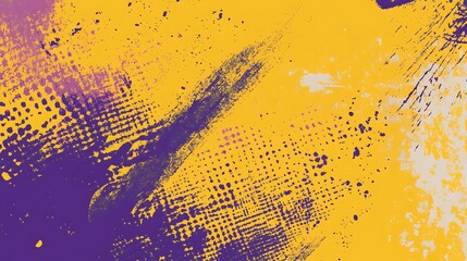 Abstract purple and yellow textured paint strokes background.