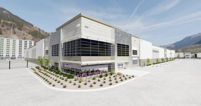 4k Upward Crane of Beautiful New Contemporary Commercial Office Building.