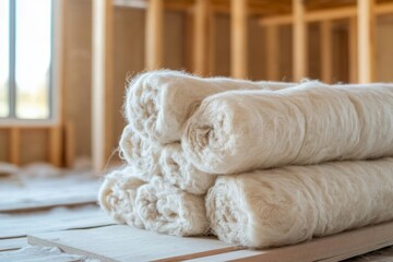 Natural wool insulation batts in eco-friendly construction for sustainable homes