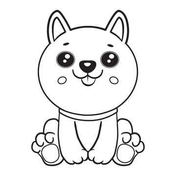 recommend clip art: Cute kawaii dog and baby cartoon character coloring page vector illustration. Pet animal, coloring pages for kids