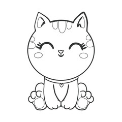 Draw vector character design couple love of cat with little heart for Valentine's day So sweet. Doodle cartoon style.