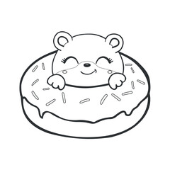 Teddy bear contour. Doodle style hand-drawn to. Outline drawing. Black and white image. Children's cute toy Coloring Vector image