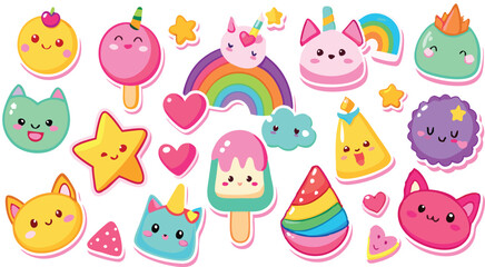 Kawaii Stickers Collection Cute Characters and Objects
