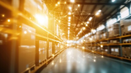 Modern Warehouse with Digital Screens Displaying Information